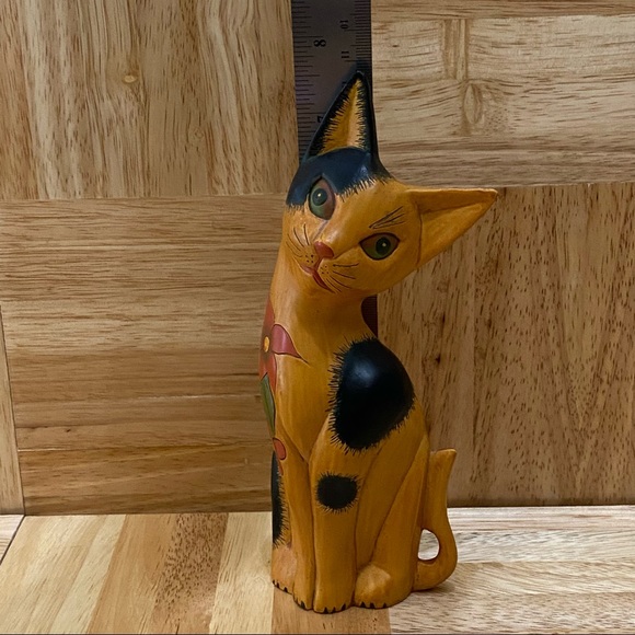 Vintage 2005 Second Nature Design Floral Friends 7 1/2” Cat Figurine Sculpture - Picture 7 of 15